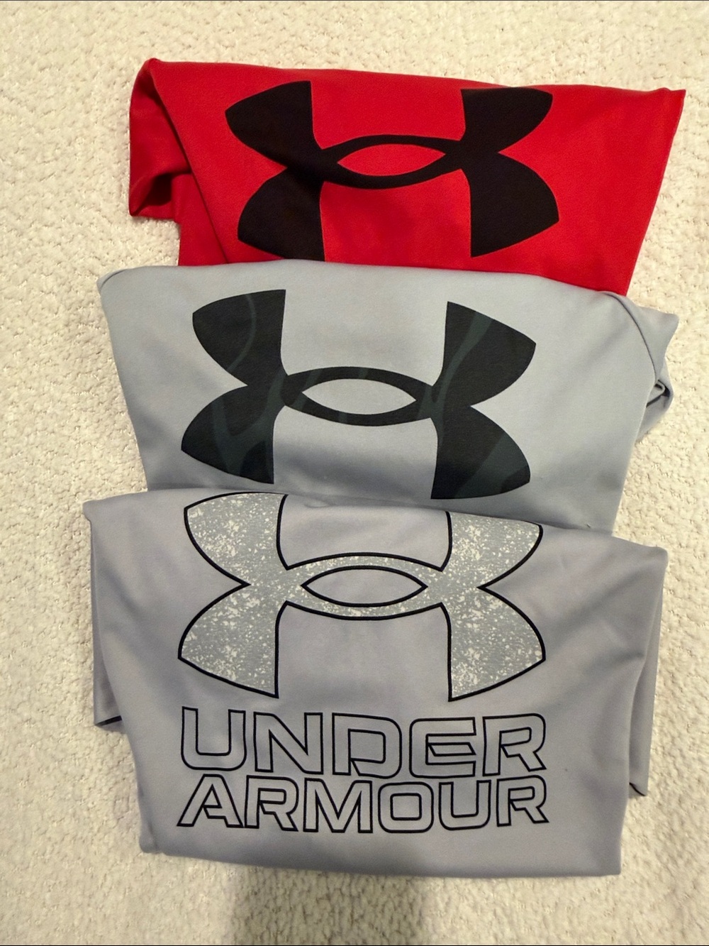 3 Under Armour Kids' Logo Performance Shirt - Red & 2 Gray